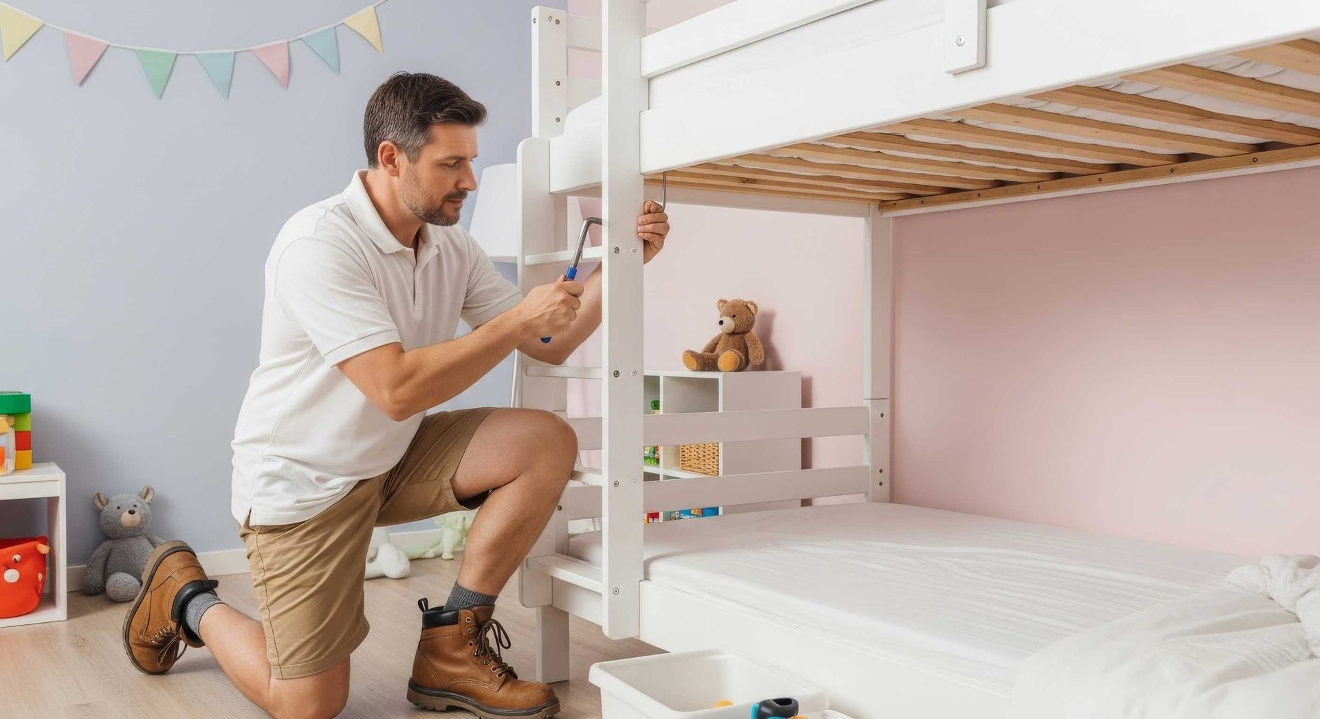 Kids Bed Frame Being Assembled Hervey Bay