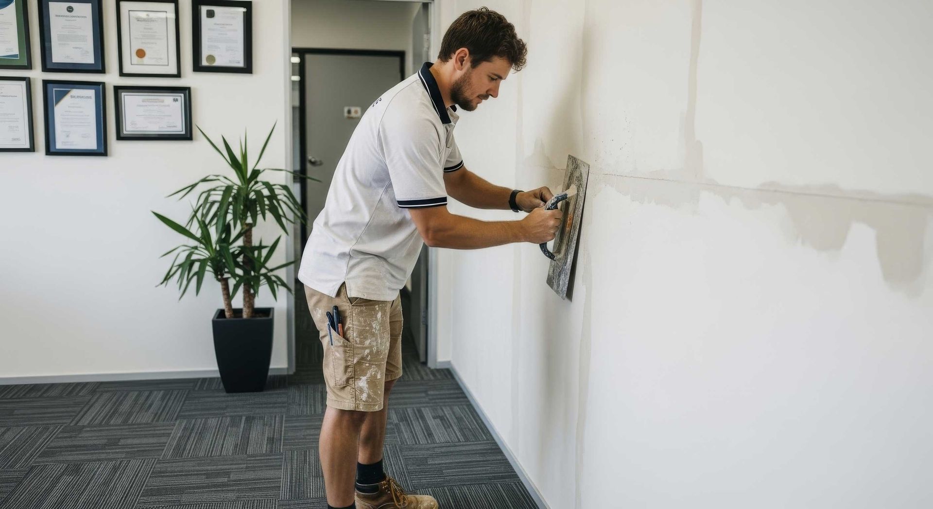 Repairing A Small Wall Hole With Precision In Hervey Bay