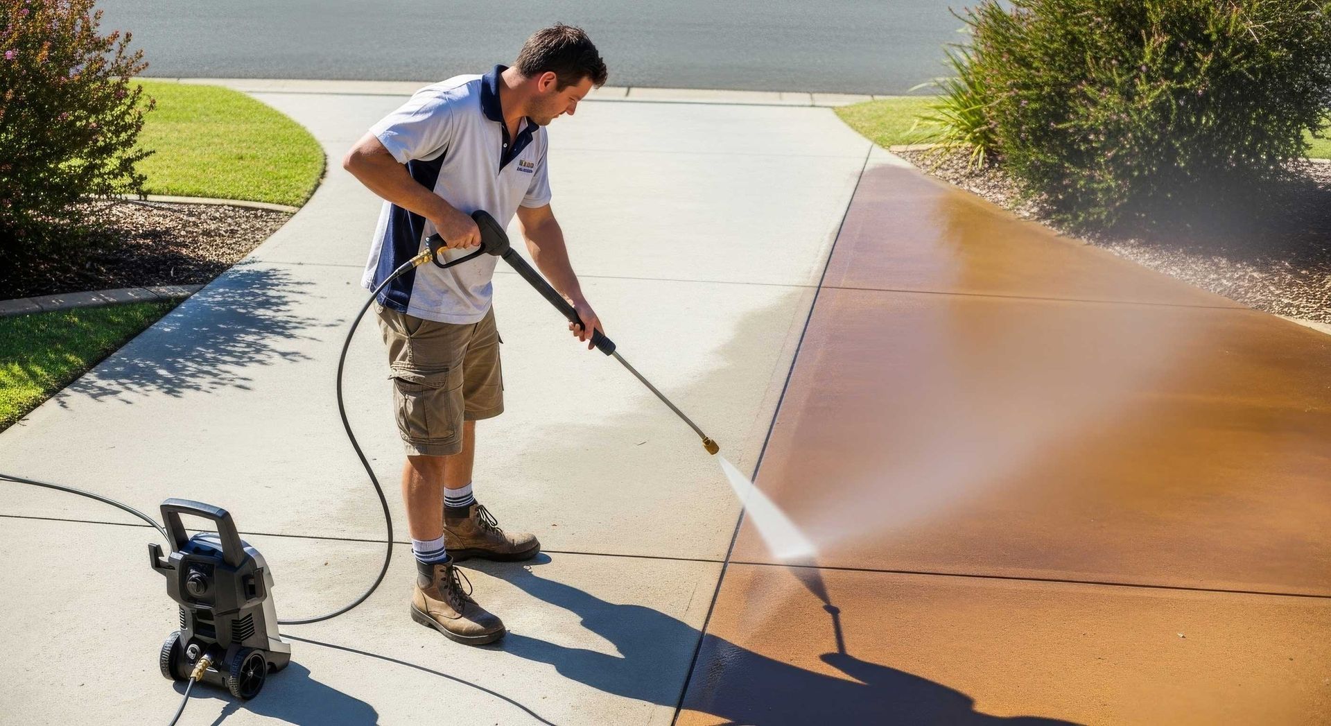 Walkway Cleaning With Pressure Washer In Hervey Bay
