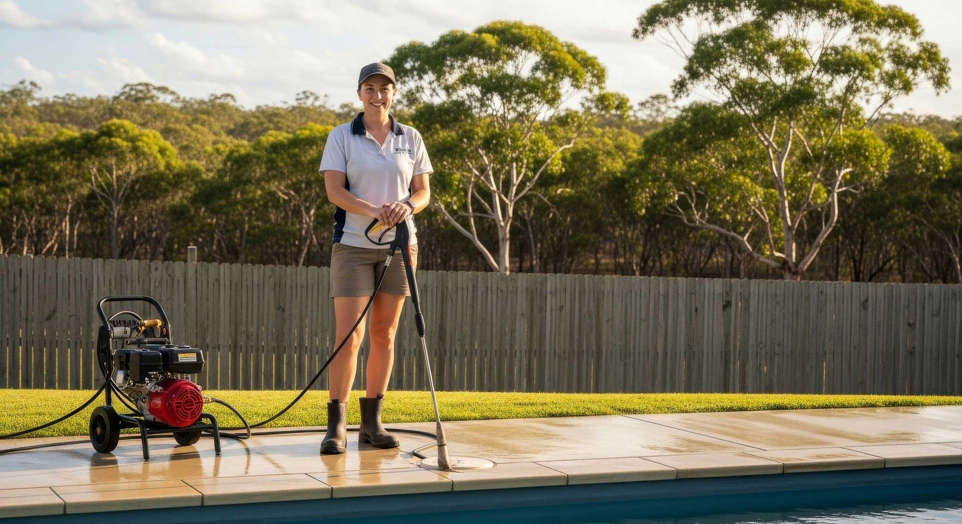 Cleaning Outdoor Patio With Pressure Washer In Hervey Bay