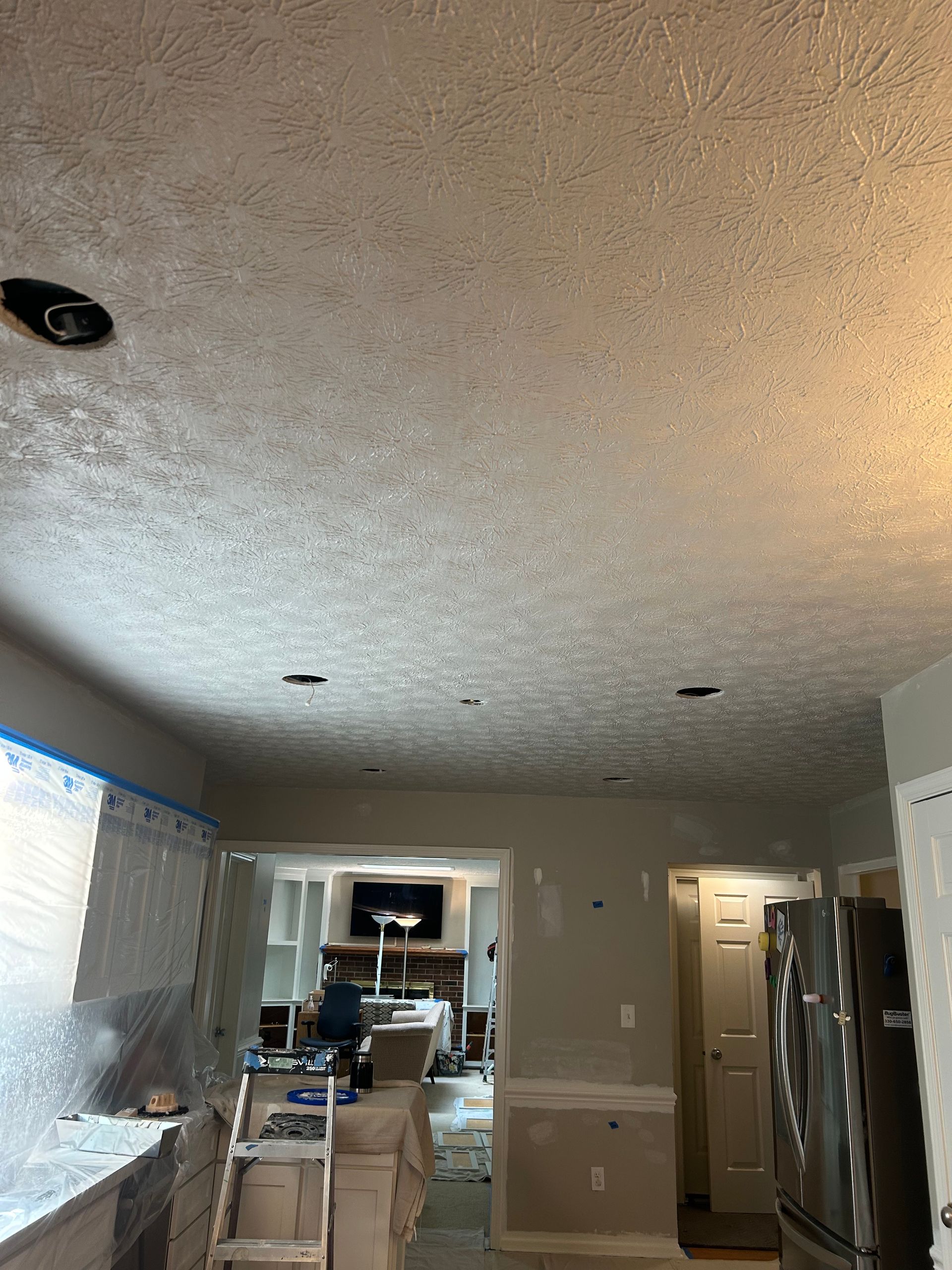 Finished ceiling repair and retexturing project in Hudson Ohio by Inspired Services & Painting