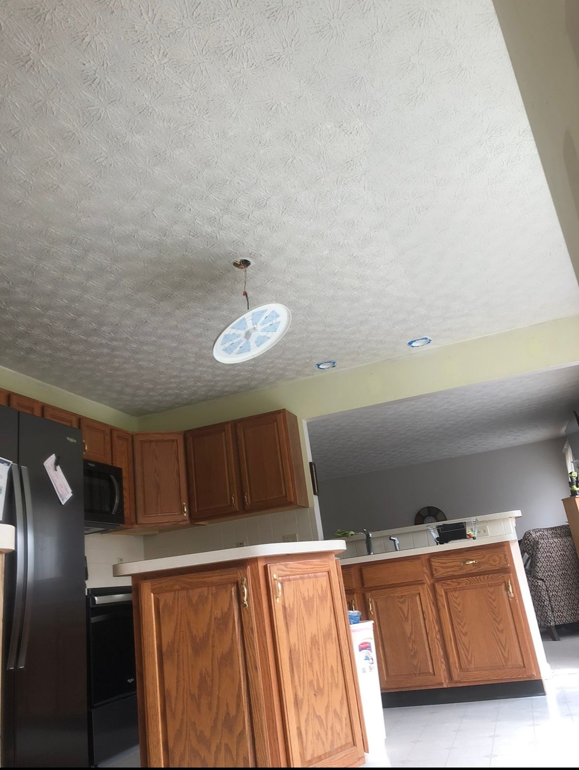 Finished ceiling repair and retexturing project in Kent Ohio by Inspired Services & Painting