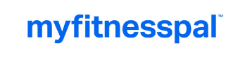 a blue logo for myfitnesspal on a white background