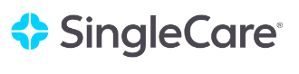 the singlecare logo is blue and black with a blue star .