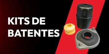 Um par de amortecedores pretos e azuis estão sobre uma mesa.