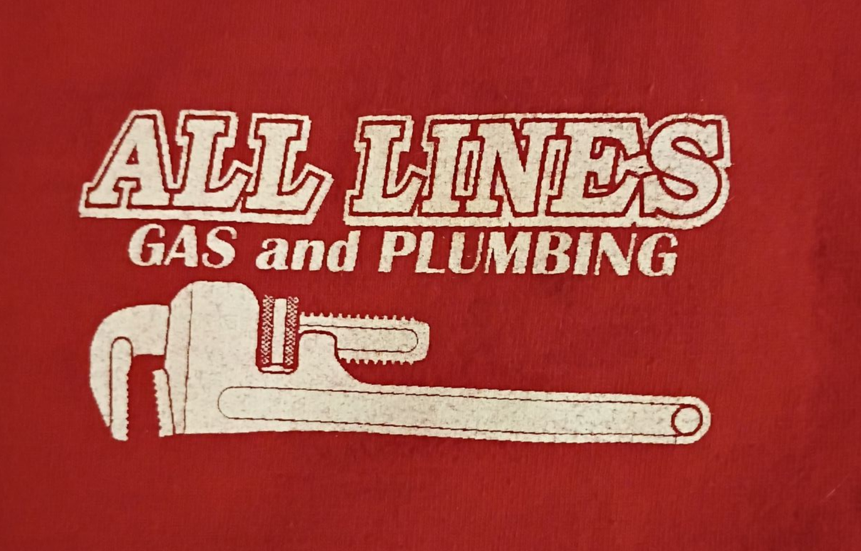 All Lines Gas & Plumbing LLC White logo on red background for All Lines Gas and Plumbing with a wrench graphic.