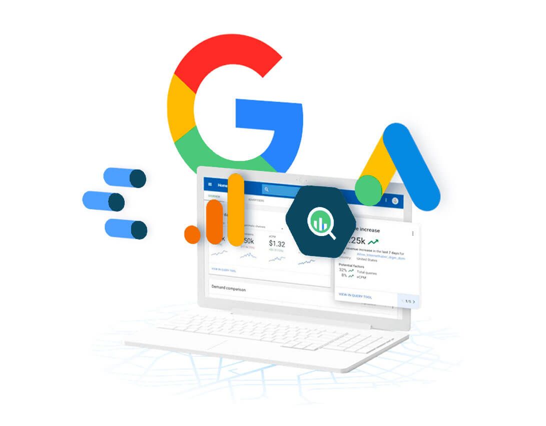 A laptop computer with a google logo on top of it.