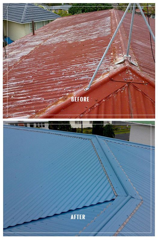 Before And After Image Of A Red And Blue Roof — ACT Roofing in Ngunnawal, ACT