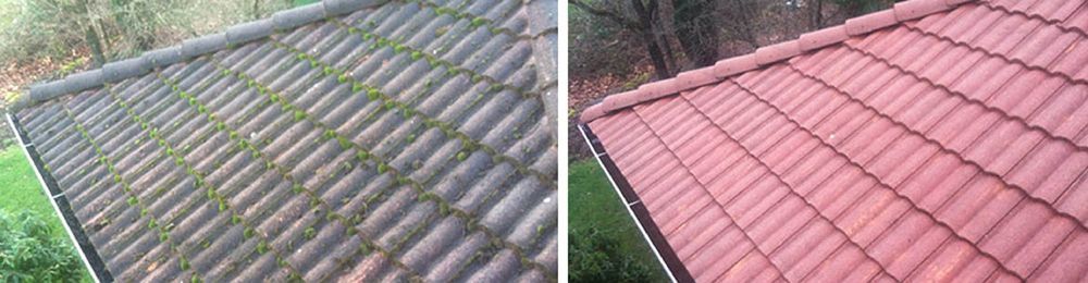 Before And After Roof Restoration With Red Colour — ACT Roofing in Yass, NSW