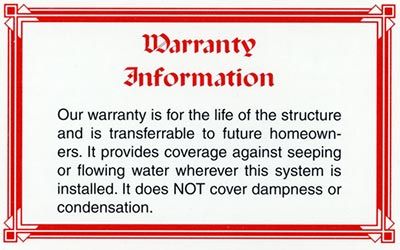 Warranty Information — Lino Lakes, MN — Rite-Way Waterproofing