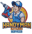 Handyman Navarro Services logo: Man in overalls holding a drill, in front of a circle with text "Handyman Navarro Services".