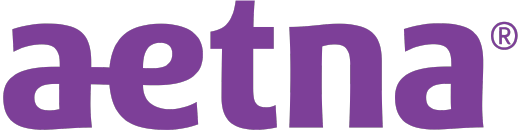 Aetna logo in purple.