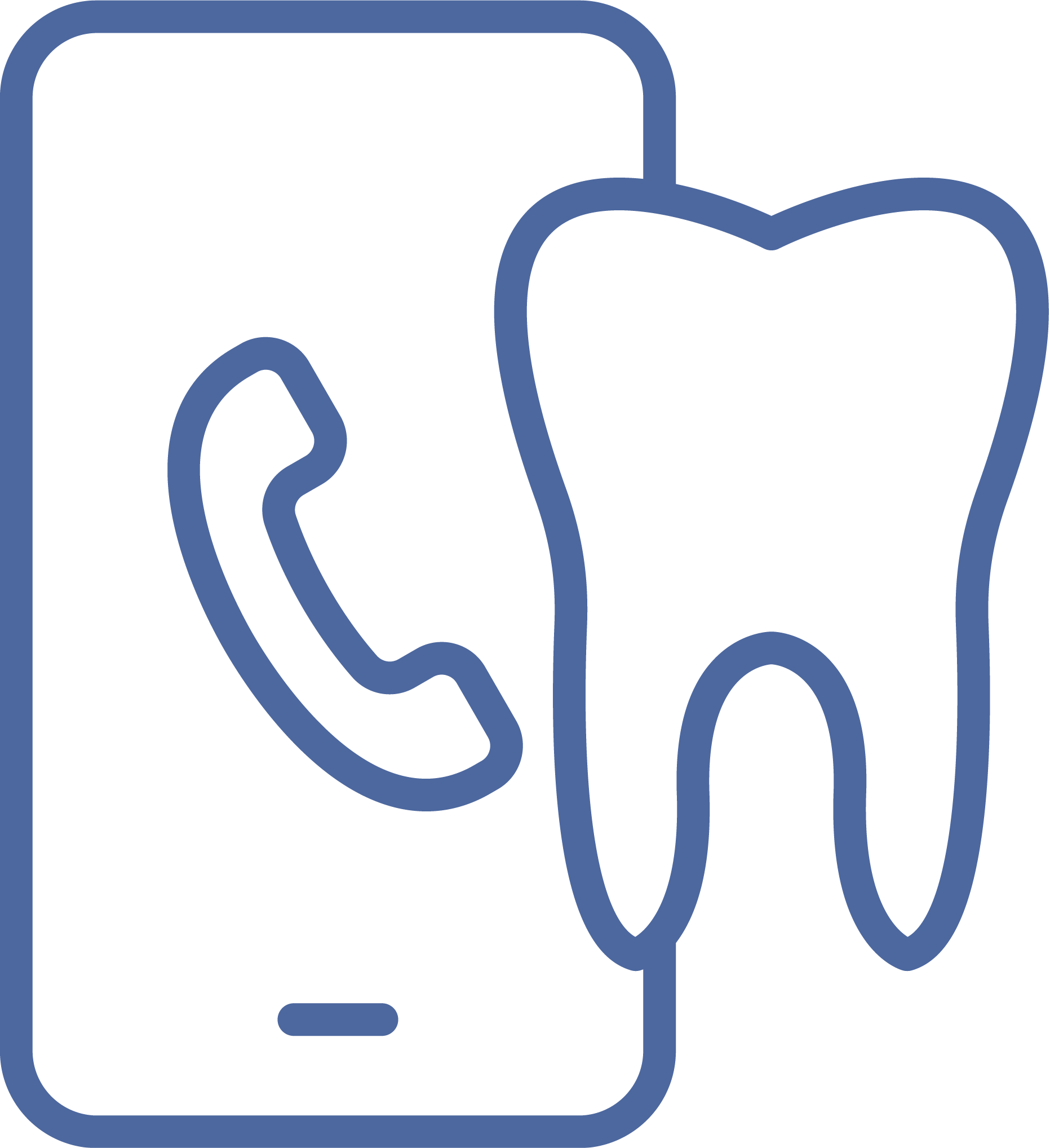 Smartphone with phone icon and tooth, suggesting dental consultation.