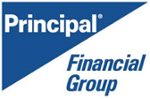 Principal Financial Group logo in white text on a blue diagonal shape.