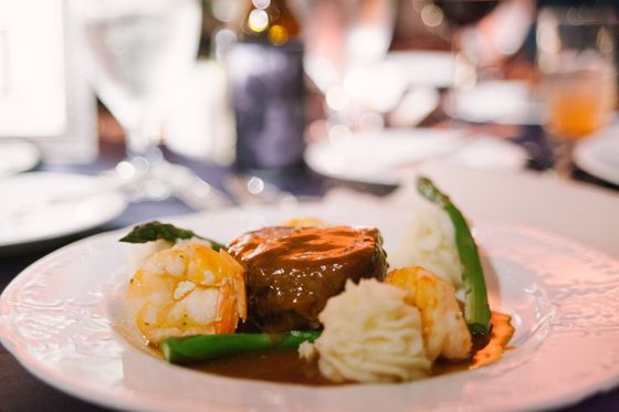 A close up of a plate of food on a table.