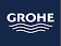 The grohe logo is on a blue background.
