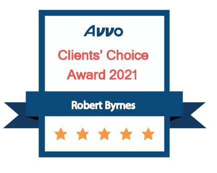 A badge that says avvo clients ' choice award 2021 robert bymes