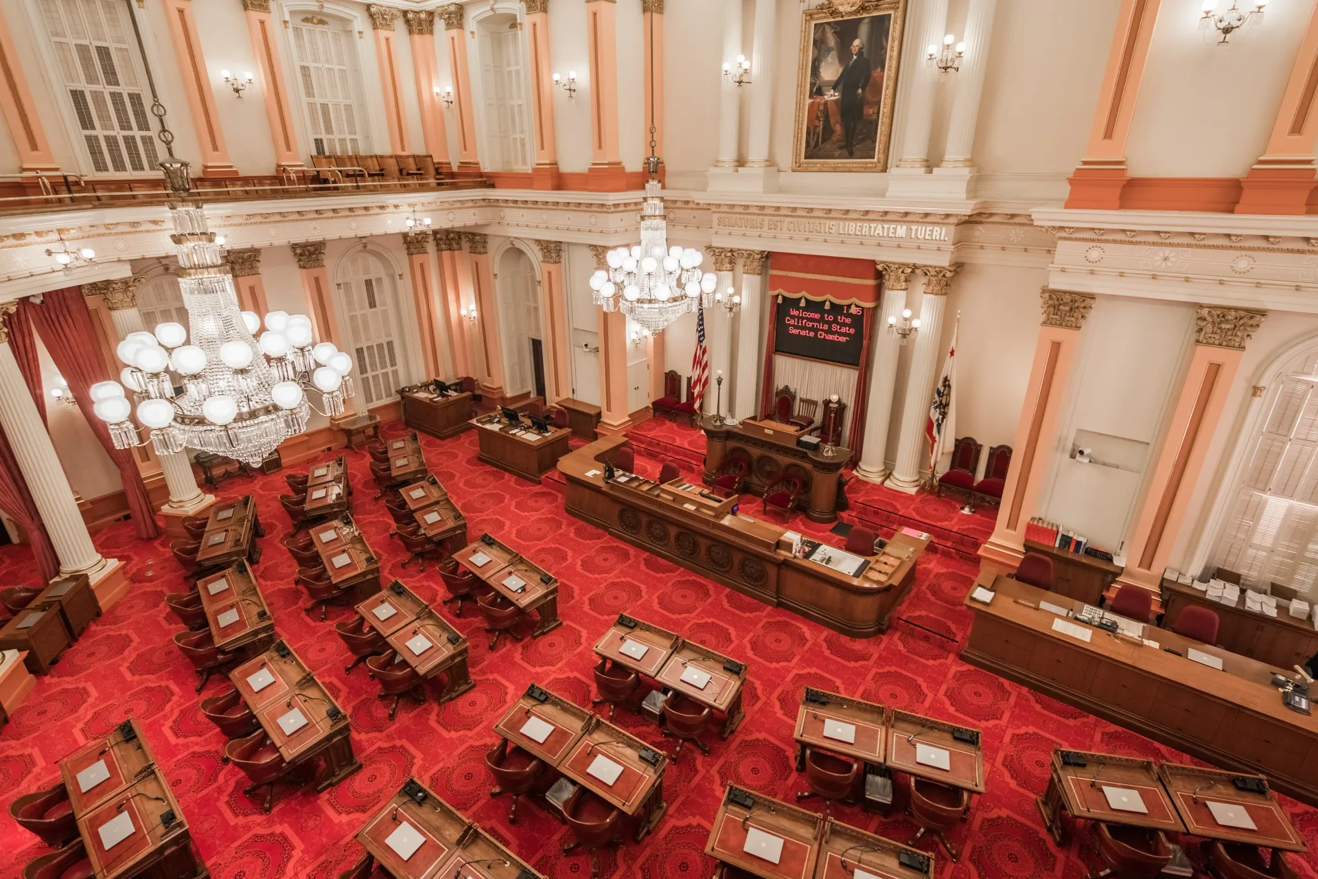 Senate Assembly room for lawmakers in Sacramento, California