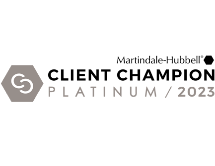 Martindale hubbell is a client champion platinum / 2023.