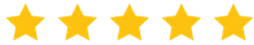 Five yellow stars are lined up in a row on a white background.