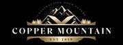 Copper Mountain logo, black background, gold accents. Mountains, houses, text "Copper Mountain" and "Est 2019."