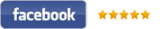 A facebook logo with four stars next to it