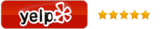 A yelp logo next to a star rating