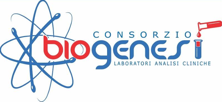 Logo for Biogenesi: Atom design, red 