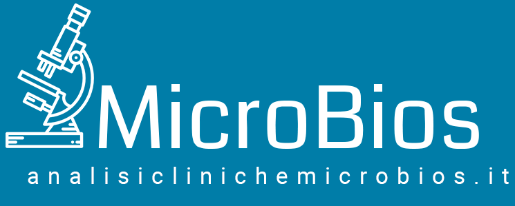 Logo: disegno a tratteggio bianco di un microscopio con la scritta 