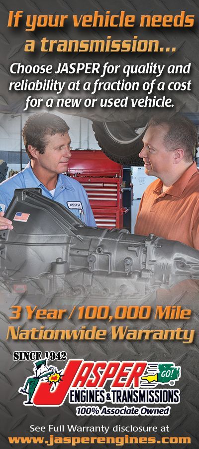 Advertisement for Jasper Engines and Transmissions. Shows a mechanic talking to a customer. | Dave's Automotive LLC