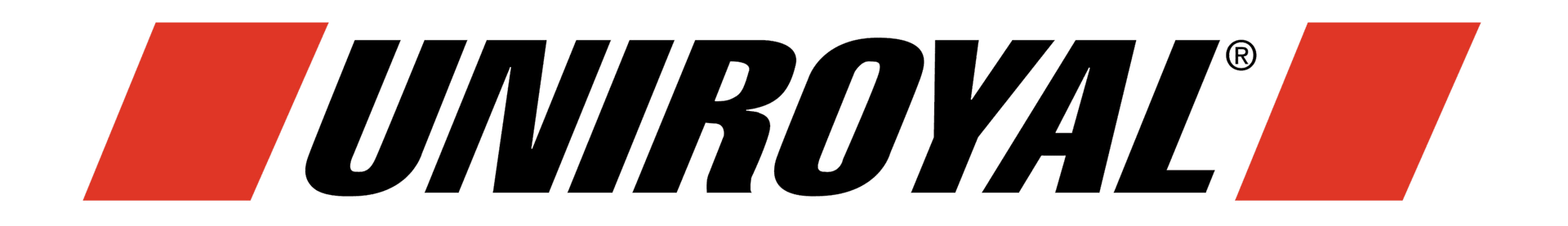 Logo of Uniroyal tires, with black text on a white background, flanked by red angled rectangles. | Dave's Automotive LLC