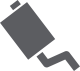 Exhaust system icon: angled gray muffler with connected pipe. | Dave's Automotive LLC