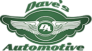 Dave's Automotive logo: Green and white emblem with wings, initials "DA," and text "Dave's" and "Automotive." | Dave's Automotive LLC
