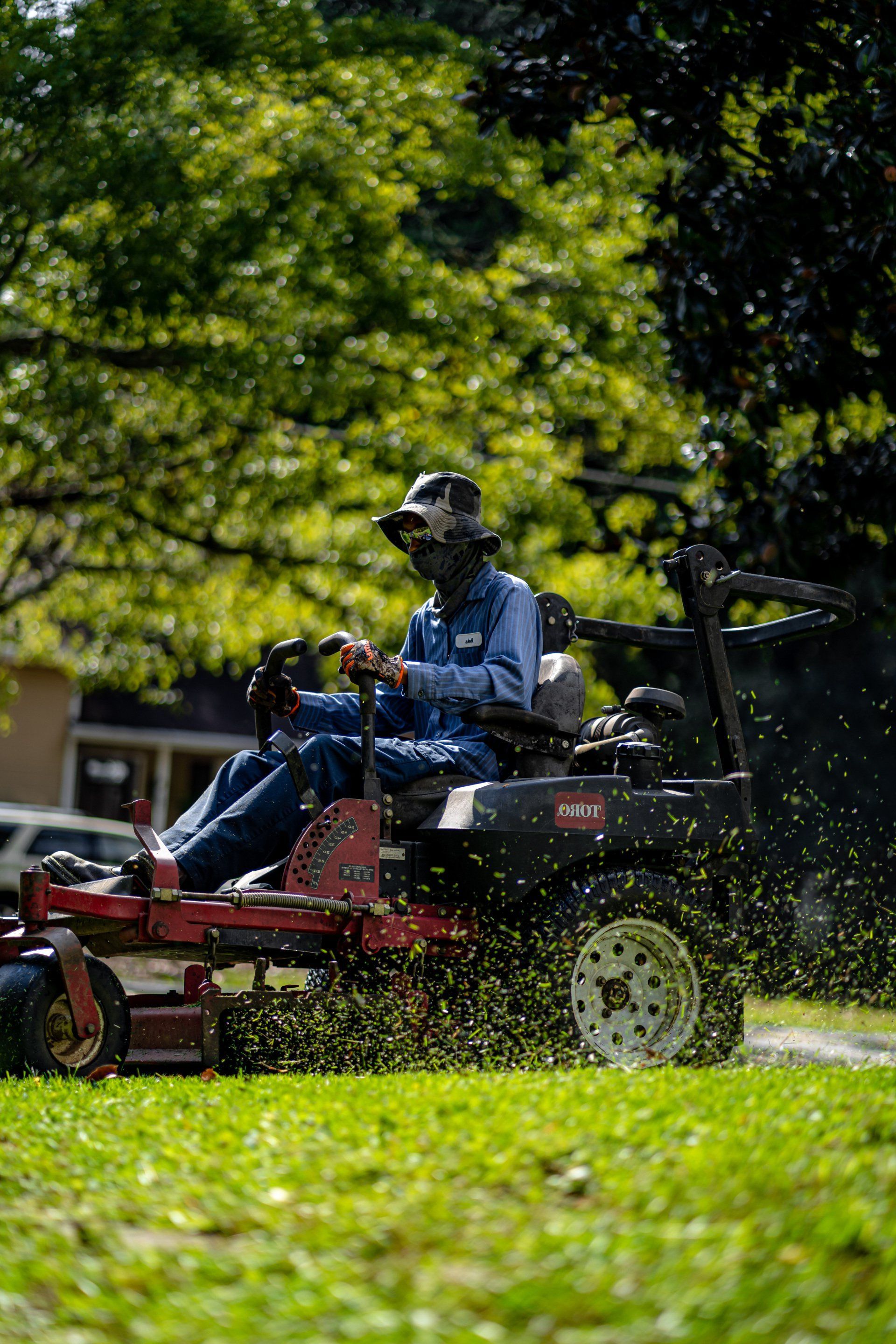 Lawn care equipment in action