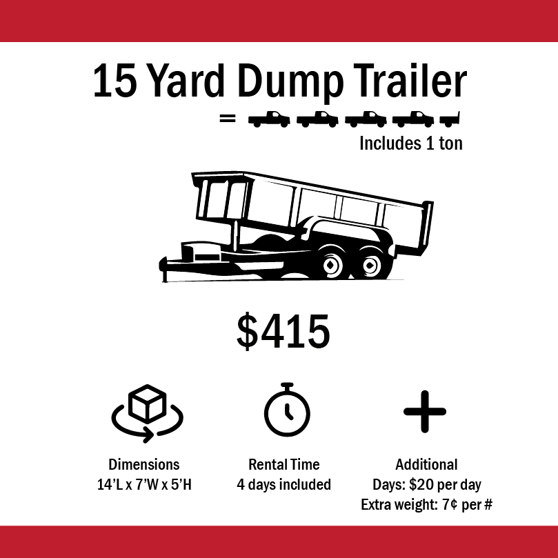 15 yard dump trailer, rent dumpster
