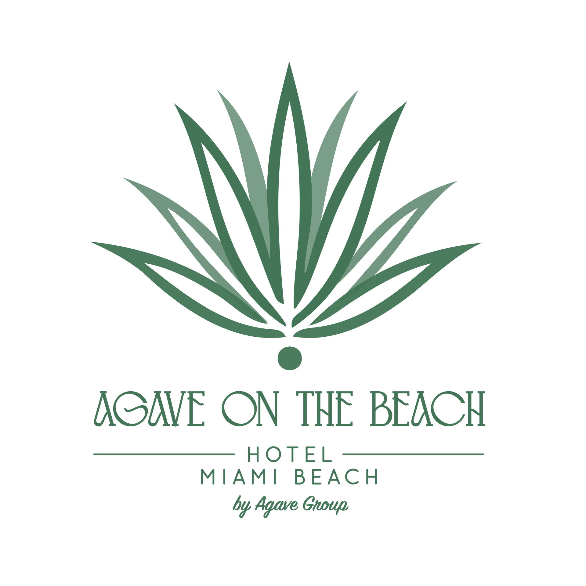 Logo for Agave on the Beach Hotel, Miami Beach, featuring a green agave plant design above the text.