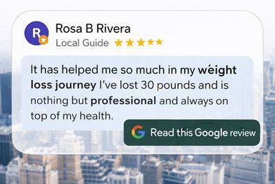 Review of a business by Rosa B Rivera, praising the services for weight loss and facials.