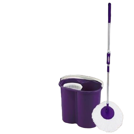 拖霸 手壓式伸縮旋轉拖把組(紫色)＋拖霸 小蒼蘭香地板清潔劑 2000ML