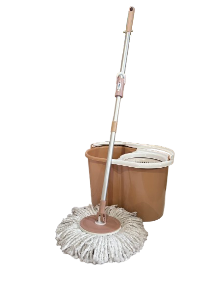 拖霸 手壓式伸縮旋轉拖把組(米)