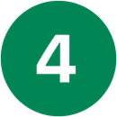 A green circle with the number four inside of it.