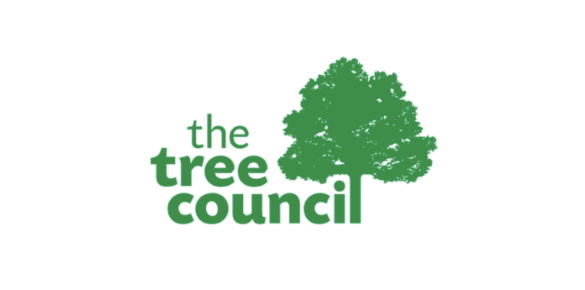 A logo for the tree council with a tree in the middle.