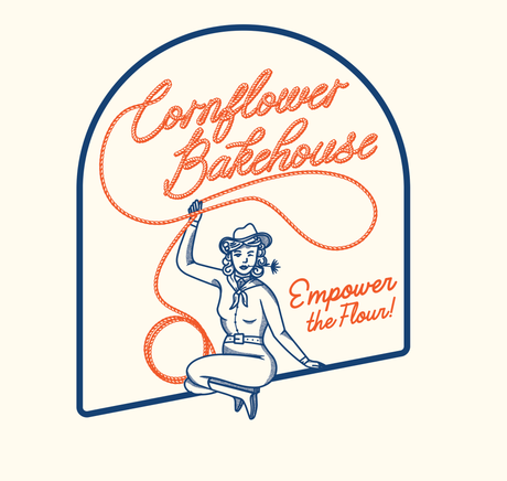 A logo for a bakery called cornflower bakehouse