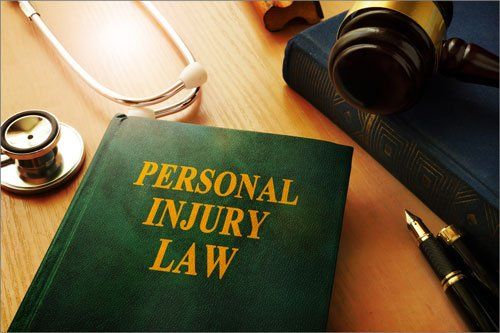 Personal injury law book on a table