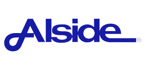 The alside logo is blue and white on a white background.