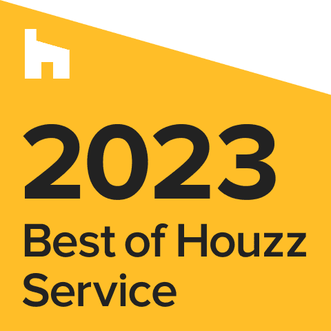 A yellow sign that says `` best of houzz service ''