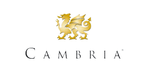 A logo for cambria with a dragon on it