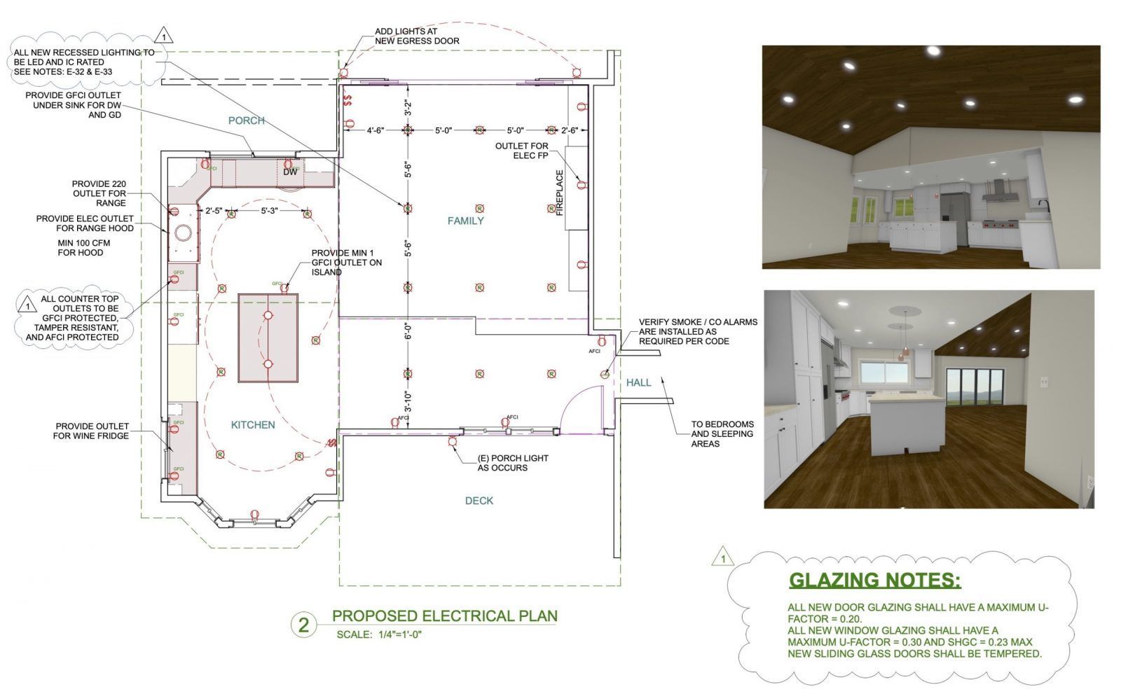 A floor plan of a kitchen with a rendering of the kitchen.