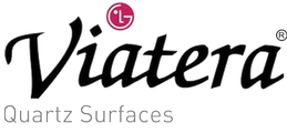 A logo for lg viatera quartz surfaces