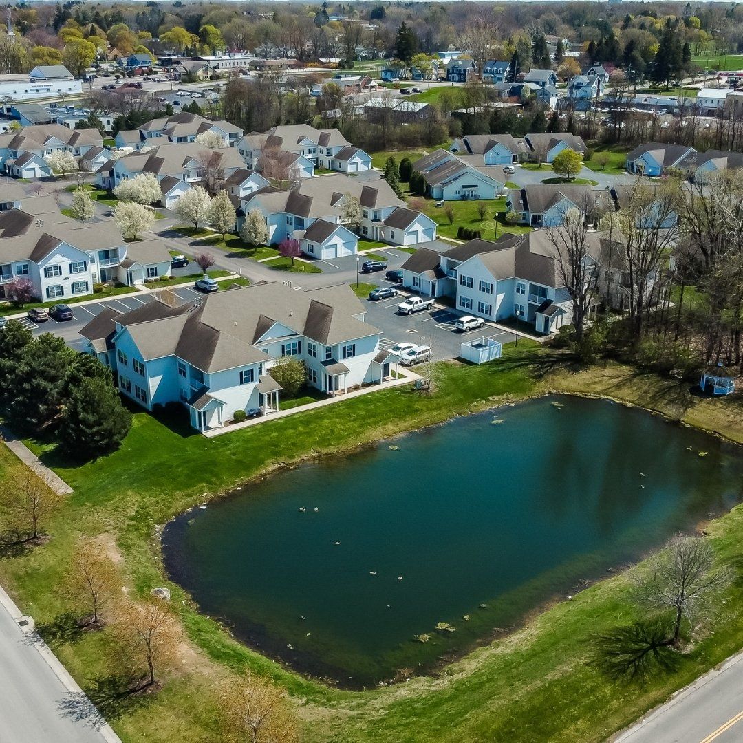 Bradford Hill pond drone shot