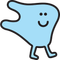 A cartoon drawing of a blue tooth with a smiling face.